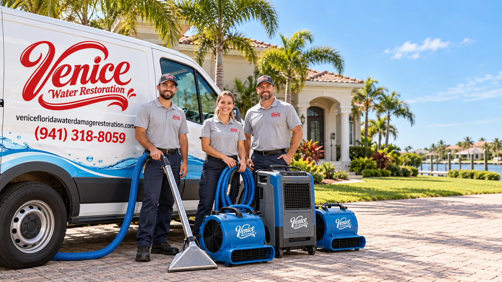 Venice Water Restoration team with extraction and drying equipment